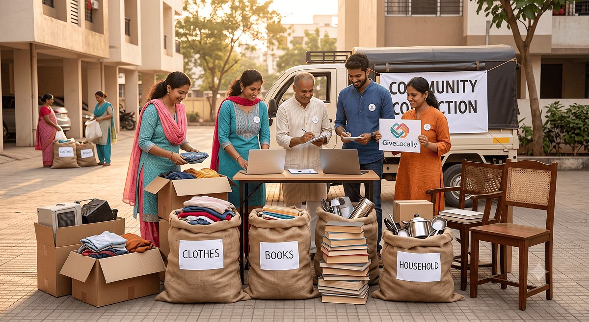 Organizing a donation drive for a housing society or office